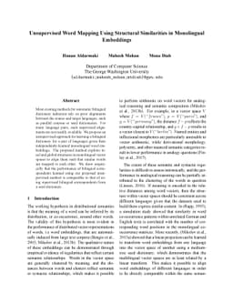 Unsupervised Word Mapping Using Structural Similarities in Monolingual
  Embeddings
