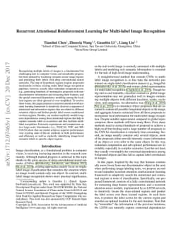 Recurrent Attentional Reinforcement Learning for Multi-label Image
  Recognition
