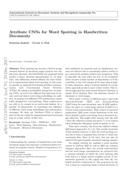 Attribute CNNs for Word Spotting in Handwritten Documents