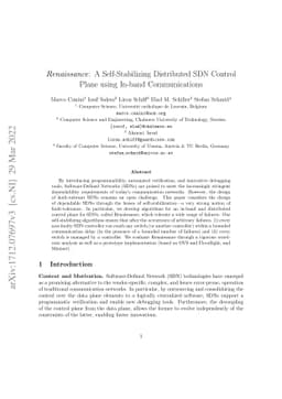 Renaissance: A Self-Stabilizing Distributed SDN Control Plane using
  In-band Communications