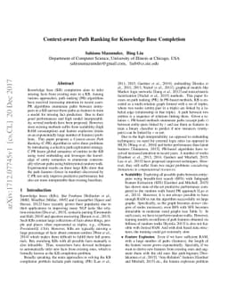 Context-aware Path Ranking for Knowledge Base Completion