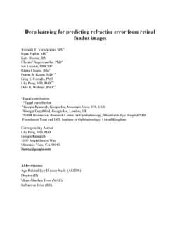 Deep learning for predicting refractive error from retinal fundus images