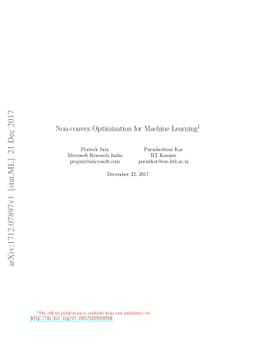 Non-convex Optimization for Machine Learning