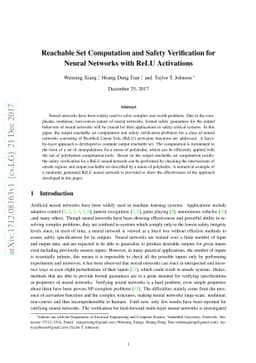 Reachable Set Computation and Safety Verification for Neural Networks
  with ReLU Activations