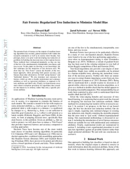 Fair Forests: Regularized Tree Induction to Minimize Model Bias