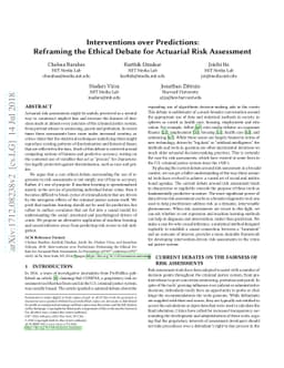 Interventions over Predictions: Reframing the Ethical Debate for
  Actuarial Risk Assessment