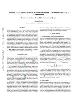 On Using Backpropagation for Speech Texture Generation and Voice
  Conversion