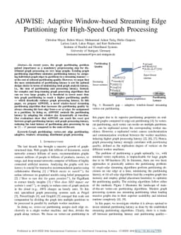 ADWISE: Adaptive Window-based Streaming Edge Partitioning for High-Speed
  Graph Processing