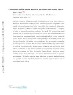 Contemporary machine learning: a guide for practitioners in the physical
  sciences