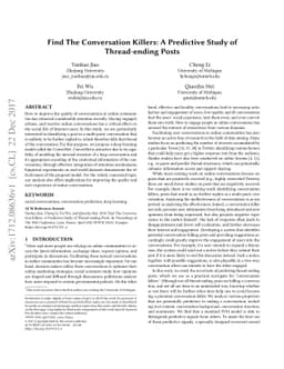 Find the Conversation Killers: a Predictive Study of Thread-ending Posts