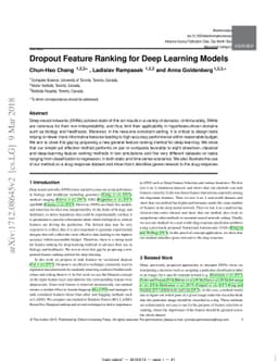 Dropout Feature Ranking for Deep Learning Models