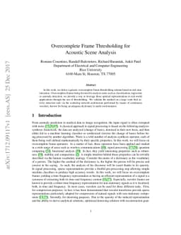 Overcomplete Frame Thresholding for Acoustic Scene Analysis