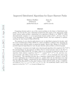 Improved Distributed Algorithms for Exact Shortest Paths