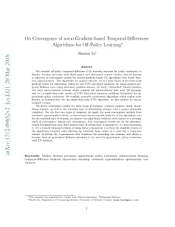 On Convergence of some Gradient-based Temporal-Differences Algorithms
  for Off-Policy Learning