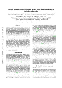 Multiple Instance Deep Learning for Weakly Supervised Small-Footprint
  Audio Event Detection