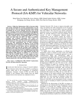 A Secure and Authenticated Key Management Protocol (SA-KMP) for
  Vehicular Networks