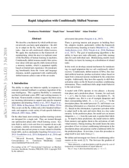 Rapid Adaptation with Conditionally Shifted Neurons