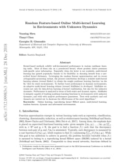 Random Feature-based Online Multi-kernel Learning in Environments with
  Unknown Dynamics