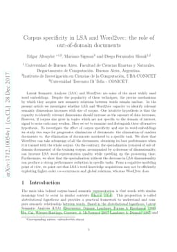 Corpus specificity in LSA and Word2vec: the role of out-of-domain
  documents