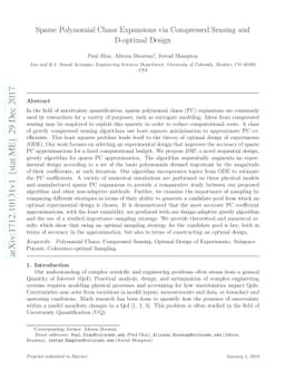 Sparse Polynomial Chaos Expansions via Compressed Sensing and D-optimal
  Design