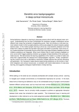 Dendritic error backpropagation in deep cortical microcircuits