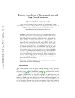 Towards co-evolution of fitness predictors and Deep Neural Networks