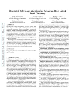 Restricted Boltzmann Machines for Robust and Fast Latent Truth Discovery