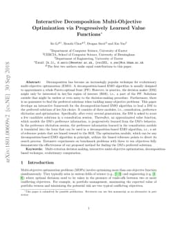 Interactive Decomposition Multi-Objective Optimization via Progressively
  Learned Value Functions