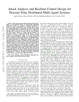 Attack Analysis and Resilient Control Design for Discrete-time
  Distributed Multi-agent Systems