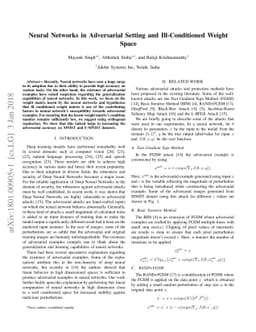 Neural Networks in Adversarial Setting and Ill-Conditioned Weight Space