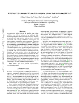 Joint convolutional neural pyramid for depth map super-resolution