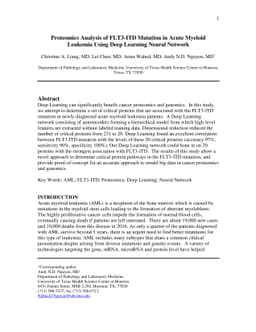 Proteomics Analysis of FLT3-ITD Mutation in Acute Myeloid Leukemia Using
  Deep Learning Neural Network