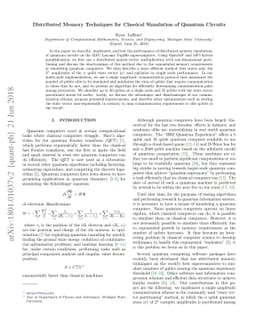 Distributed Memory Techniques for Classical Simulation of Quantum
  Circuits