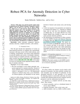 Robust PCA for Anomaly Detection in Cyber Networks