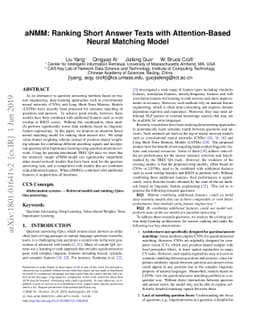 aNMM: Ranking Short Answer Texts with Attention-Based Neural Matching
  Model