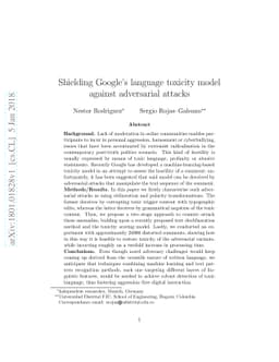 Shielding Google's language toxicity model against adversarial attacks