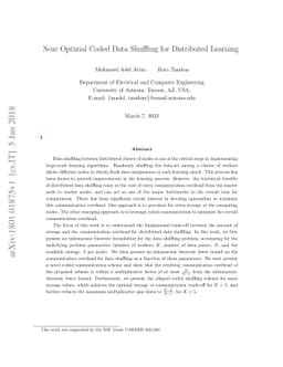 Near Optimal Coded Data Shuffling for Distributed Learning