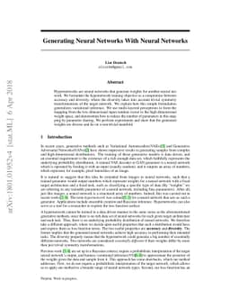 Generating Neural Networks with Neural Networks
