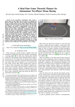 A Real-Time Game Theoretic Planner for Autonomous Two-Player Drone
  Racing