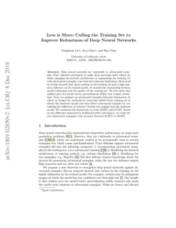 Less is More: Culling the Training Set to Improve Robustness of Deep
  Neural Networks