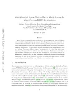 Multi-threaded Sparse Matrix-Matrix Multiplication for Many-Core and GPU
  Architectures