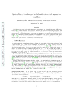 Optimal functional supervised classification with separation condition