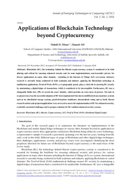 Applications of Blockchain Technology beyond Cryptocurrency