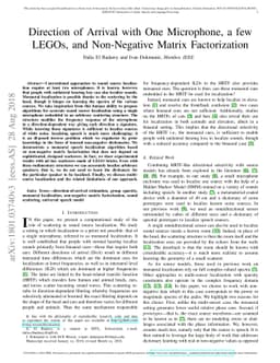 Direction of Arrival with One Microphone, a few LEGOs, and Non-Negative
  Matrix Factorization