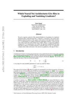 Which Neural Net Architectures Give Rise To Exploding and Vanishing
  Gradients?