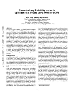 Characterizing Scalability Issues in Spreadsheet Software using Online
  Forums
