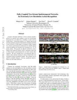 Fully-Coupled Two-Stream Spatiotemporal Networks for Extremely Low
  Resolution Action Recognition