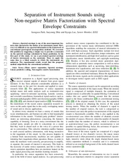 Separation of Instrument Sounds using Non-negative Matrix Factorization
  with Spectral Envelope Constraints