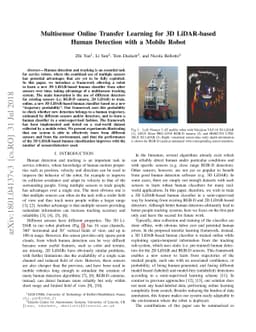 Multisensor Online Transfer Learning for 3D LiDAR-based Human Detection
  with a Mobile Robot