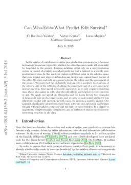 Can Who-Edits-What Predict Edit Survival?